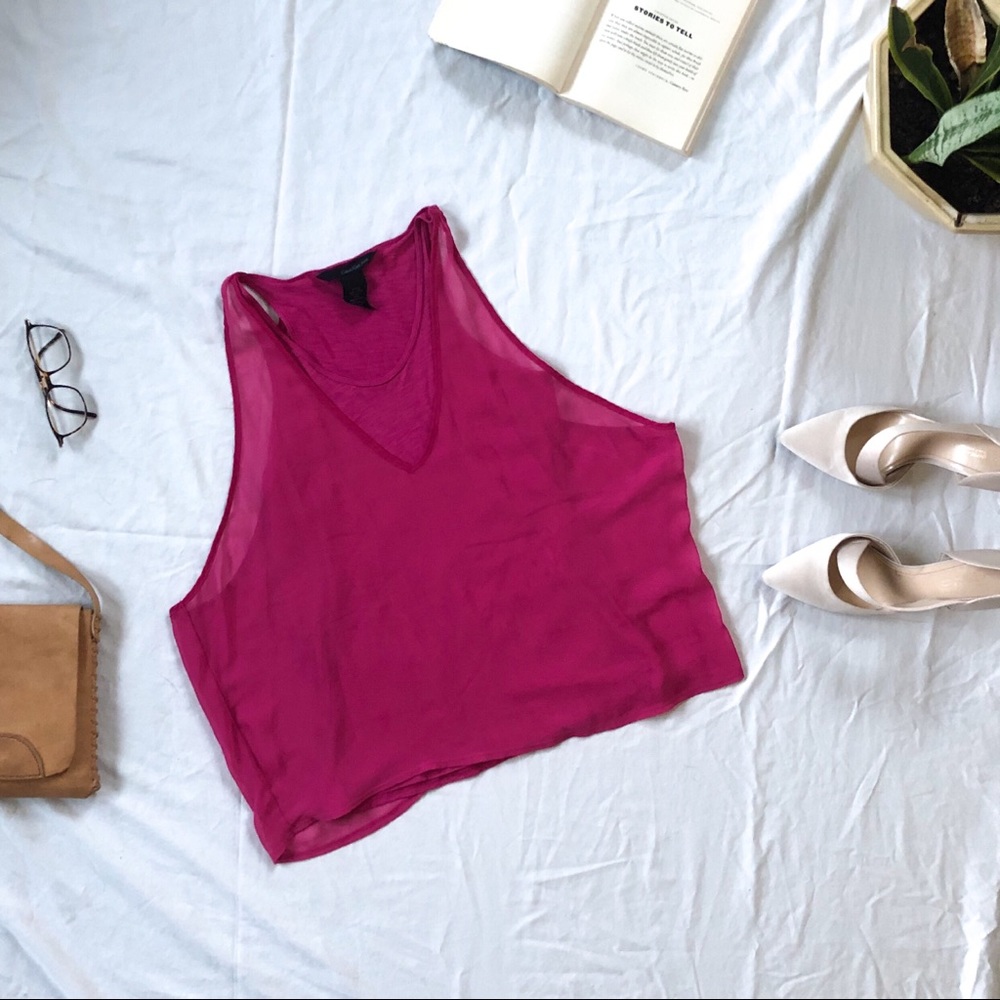 Calvin Klein Sheer Lined Pink Sleeveless Blouse